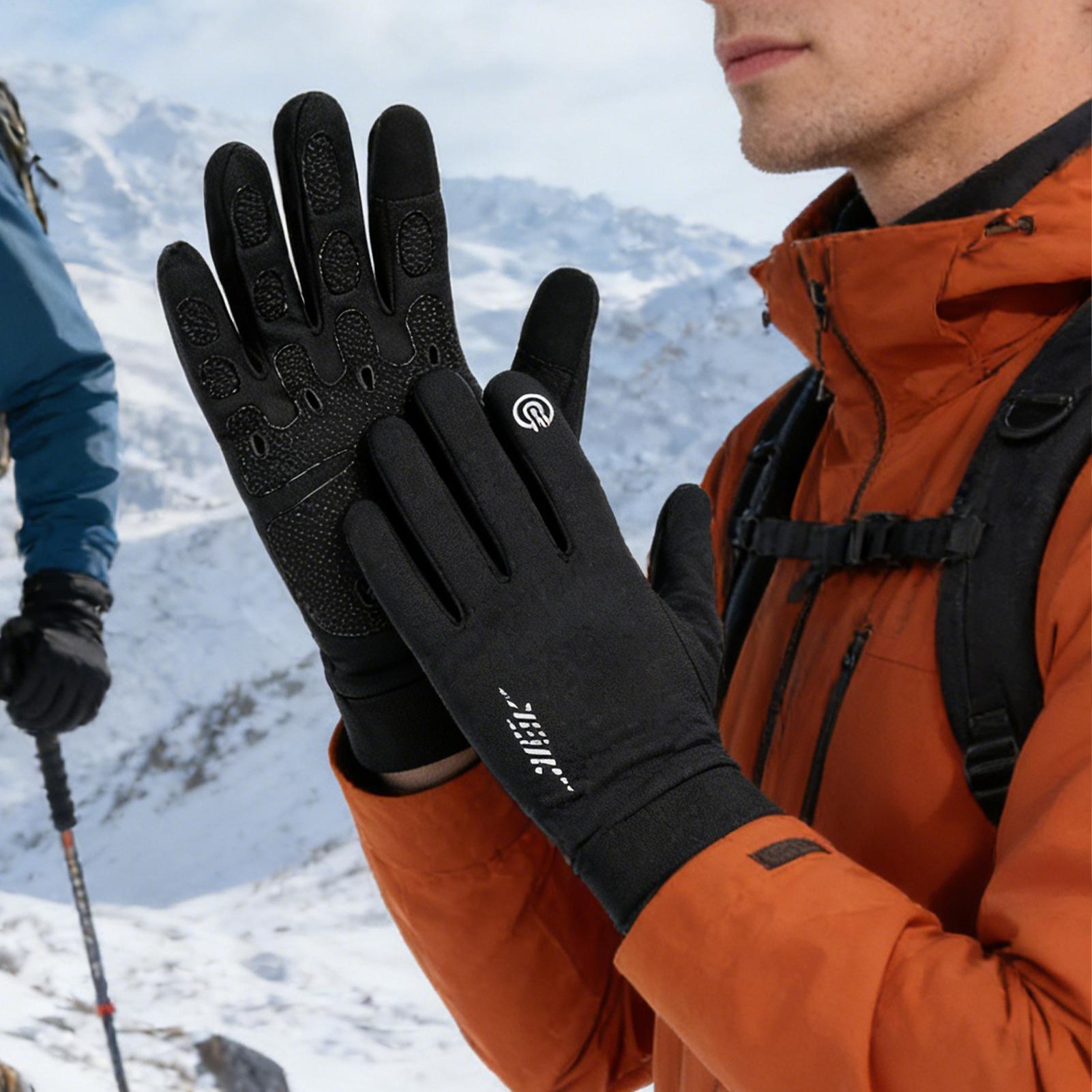Running Gear In Snow - قفازات ركوب الدراجات الدافئة كاملة الأصابع